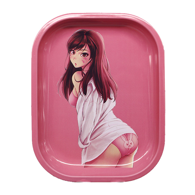 OAMSHUE | Premium Small Metal Tray | Unbreakable Rolling Tray (7x5.5in) - by OAMSHUE (Pink Lolita)