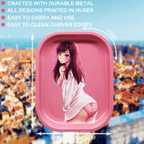 OAMSHUE | Premium Small Metal Tray | Unbreakable Rolling Tray (7x5.5in) - by OAMSHUE (Pink Lolita)