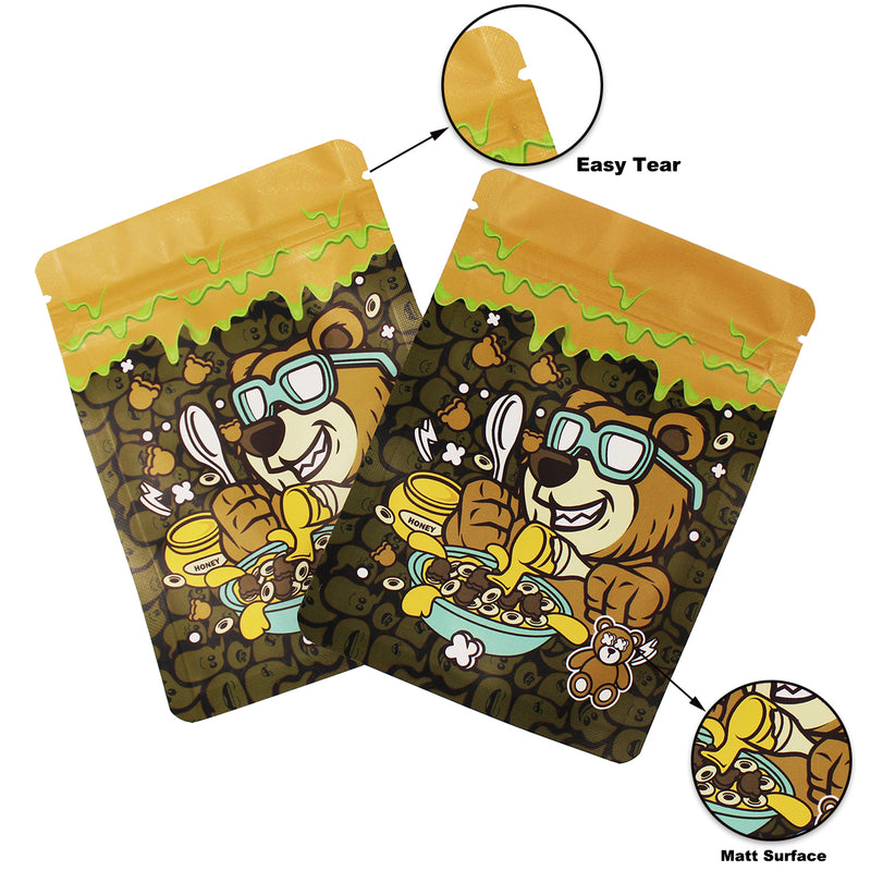 OAMSHUE - Smell Proof Mylar Bags - 3.5x5 inch Resealable Ziplock Foil Bags Food Safe Aluminum Material(3.5x5 in. (3.5 grams)  -  (Jam bear)